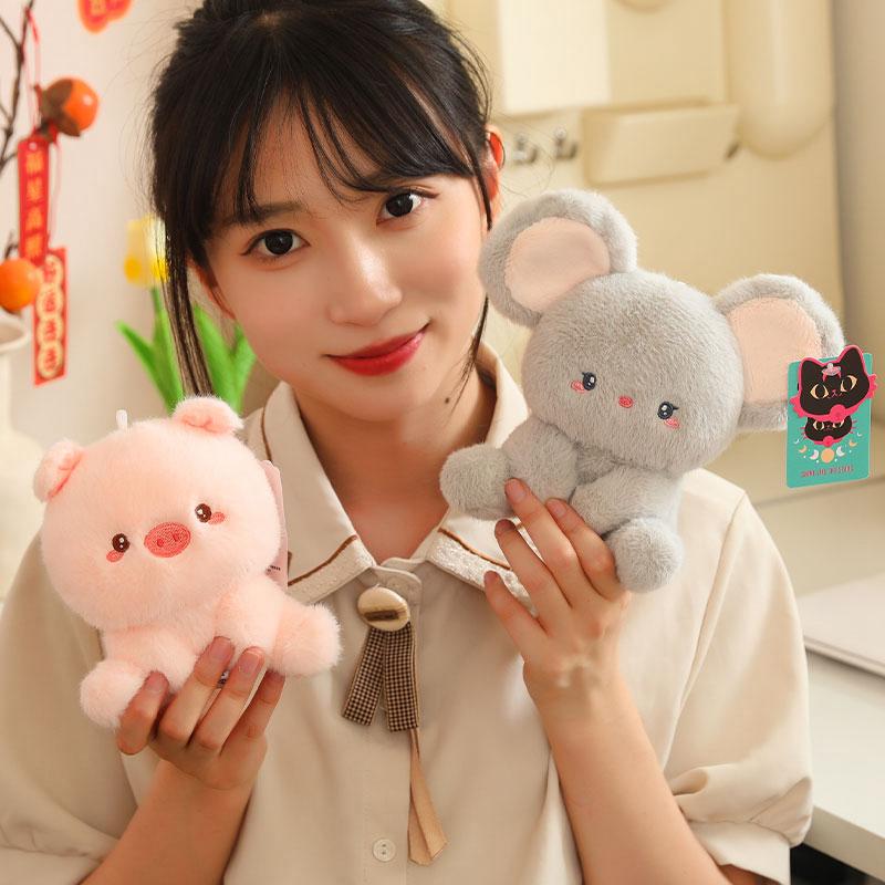 Lovely Mini Animal Series Plush Doll Cartoon Piggy Elephant Sheep Mouse Toys For Children Kawaii Desktop Decor For Girls