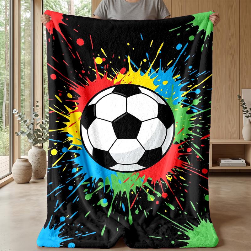 Soccer Ball In Stadium Theme Blanket Lightweight Warm Flannel Blanket Decorative Throw Blanket for Home Decoration