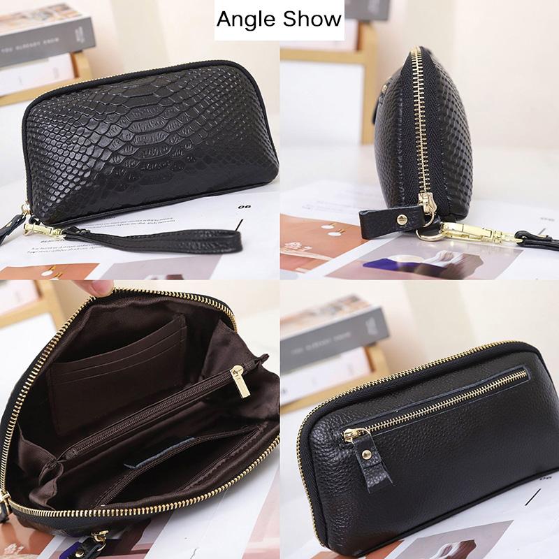 New Snake Embossed Clutch Bag Genuine Leather Women Clutches Diamond Quilted Long Cowhide Wallet Alligator Embossed Phone Purse