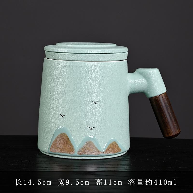 Wind Hand-painted Thousands of Miles Jiangshan Water Cup Merchandise Office Cup Business Teacup Set Ceramic Souvenir Small Gift
