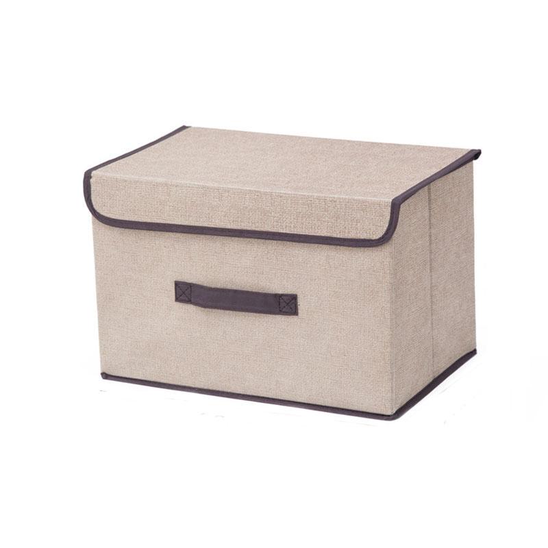 

Cotton Linen Storage Box With Cap Clothes Storage Basket Socks Toy Storage Organizer Snacks Sundries Organizer Box For Clothes S 24x19x16cm бежевый