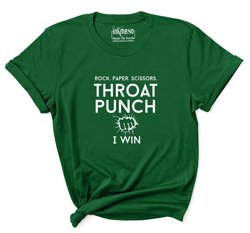 Inkmeso Tee For Womens    Rock. Paper. Scissors. Throat Punch I Win   Funny 80s 90s Retro Graphic