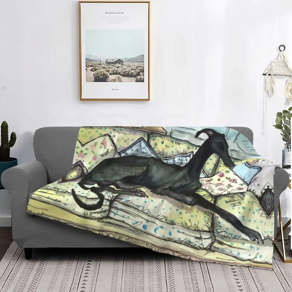 The Whippet Blanket Soft Flannel Fleece Warm Greyhound Sighthound Dog Throw Blankets for Office Bedding Couch Bedspreads