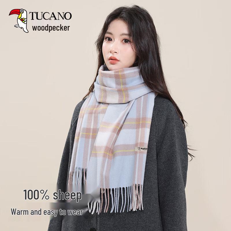 TUCANO Women's Pure Wool Plaid Scarf/Shawl
