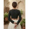 Beautiful Black Embroidery Readymade Blouse Indian Women's Full Sleeves Choli