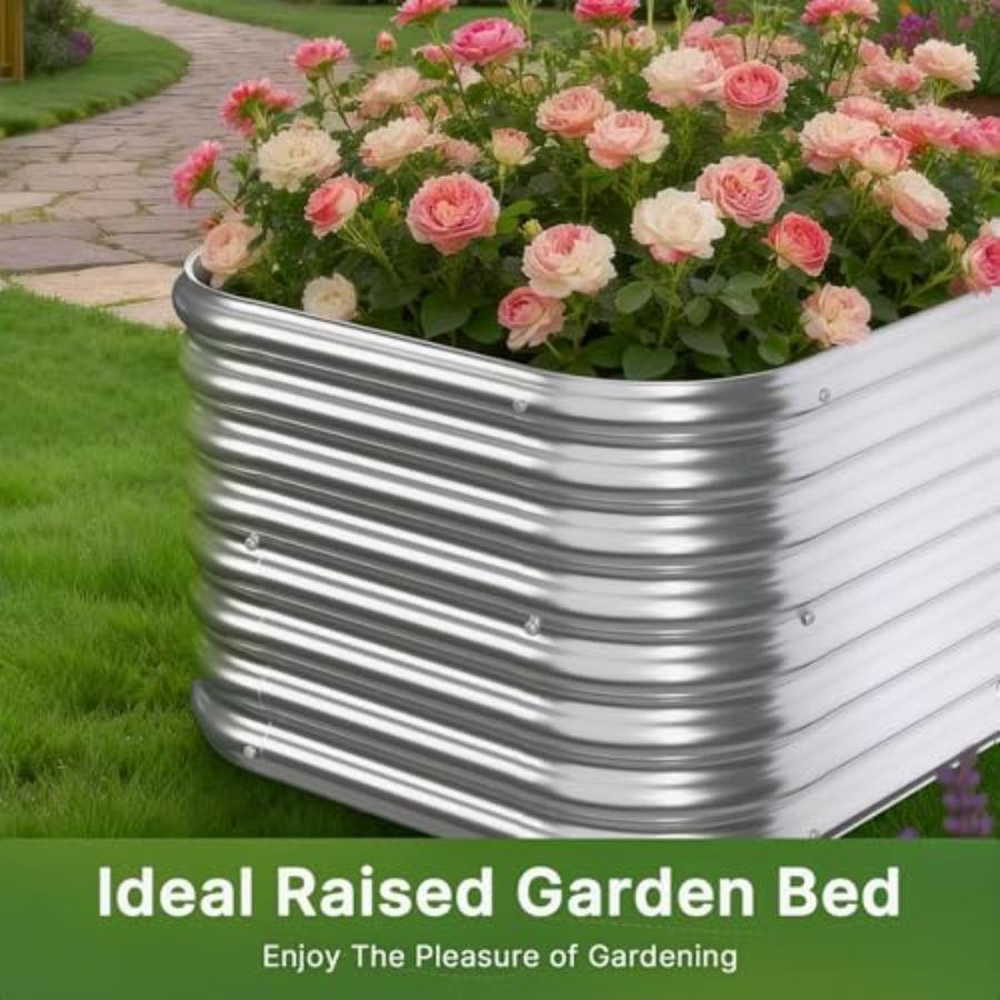 4 PCS Tall 2x2x1.5ft Galvanized Raised Garden Bed Outdoor Metal Garden Bed for Vegetables Above Ground Garden Box for Flower St