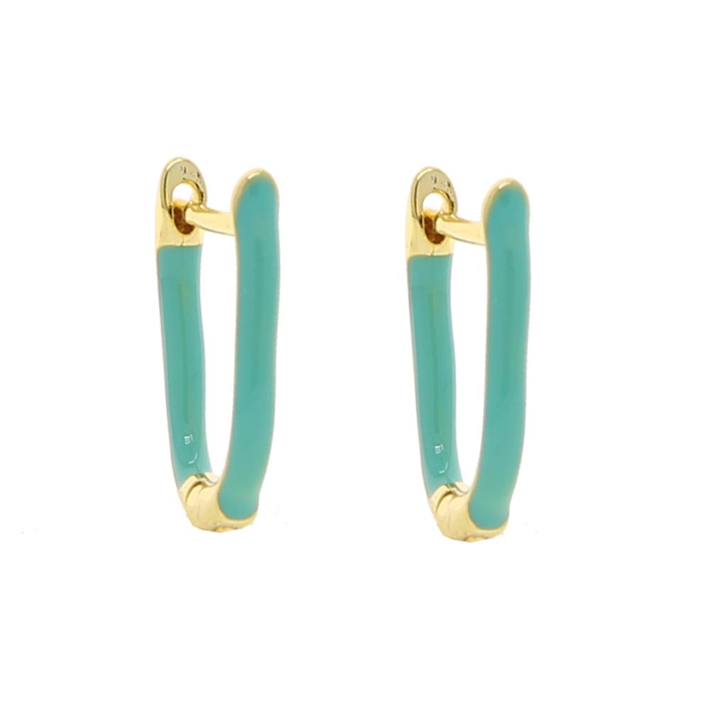 Promotion Vergoldeter Creolen-Ohrschmuck Ohne Zirkonia Emaille Voll Besetzt Schwarz Weiß Rosa Blau Emaille U-Form Creolenohrring für Damen