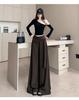 Damen Palazzo-Hose mit hoher Taille und Schnürung, Design Frühling/Sommer 2026, Figurschmeichelnder Fall, Bodenlang, Lässiger Vielseitiger Stil.