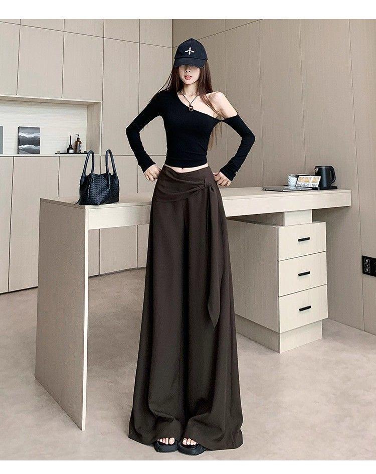 Damen Palazzo-Hose mit hoher Taille und Schnürung, Design Frühling/Sommer 2026, Figurschmeichelnder Fall, Bodenlang, Lässiger Vielseitiger Stil.