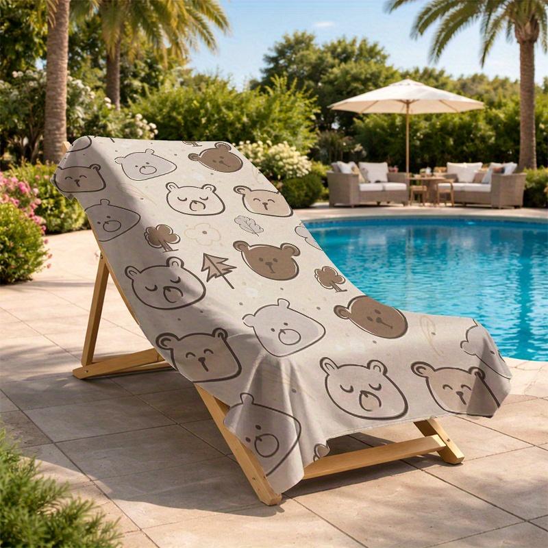 1PC Cute Bear Pattern Beach Towel, Microfiber Quick-Dry High Absorbent Sand-Free Oversized Towel Blanket for Travel Picnic Spa O