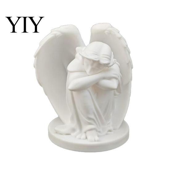 Cute Sleeping Angel Decor 3D Printed Ornament, Minimalist Figurine Desktop Matte White Home Decor, Aesthetic Sculpture for Office Shelves Decorations