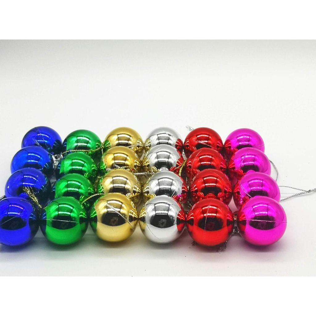 24 Rosa Weihnachtskugel-Dekorationen - X-Mass Hängeornamente, Fröhliche Kugeldekorationen für Heimparty