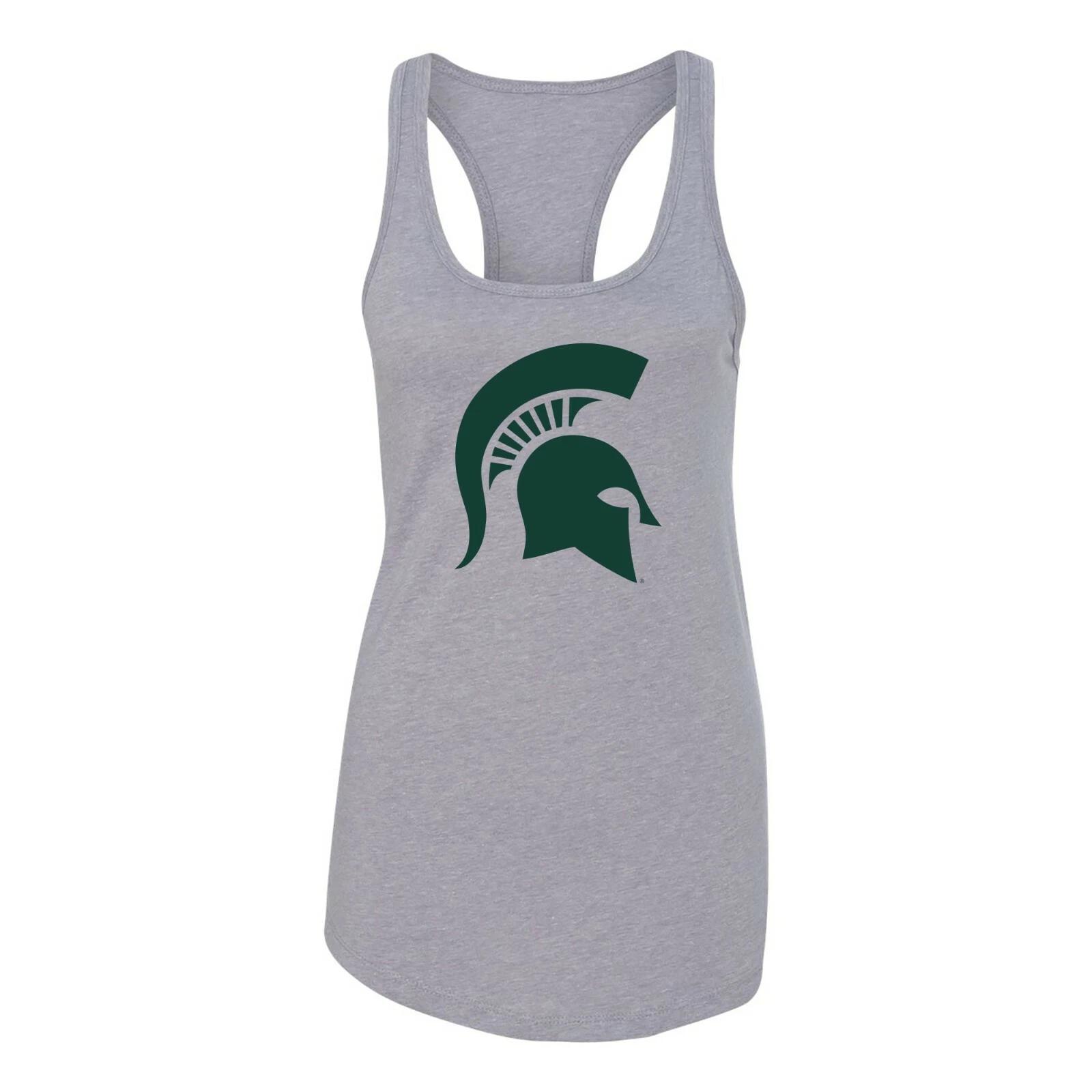 Michigan State Spartans Primary Logo Womens Racerback Tank - Heather Grey XL