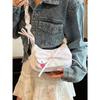 Fashion Pleated Bow Women Bag  Summer Simple All-Match Zipper Shoulder Bags Lady Denim Small Handbag