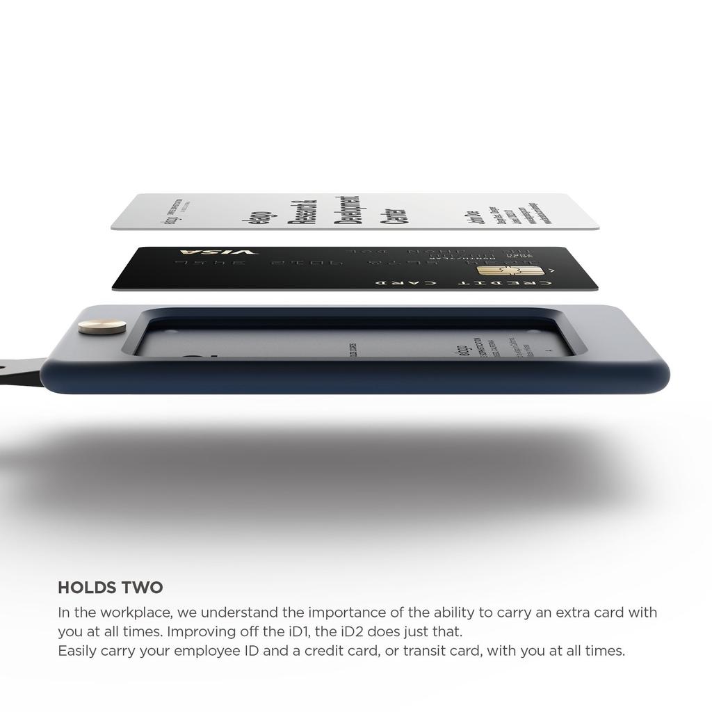 Elago ID2 Pass Case Silicone ID Card Holder Neck Strap Included Employee ID Case Gene Indigo