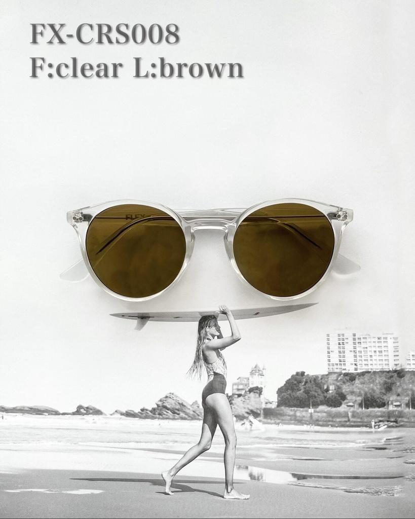 Classic Round Clear Frame Sunglasses Clear Brand Popular Stylish Fashion Glasses UV Protection [Flex] (F L Brown) Women's Men's
