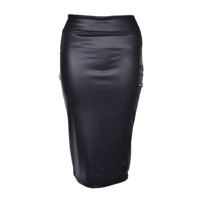 Fashionableable Sexy Ol Female Dress Imitates Leather Tall Waist Knee Length Lady Pencil Skirt