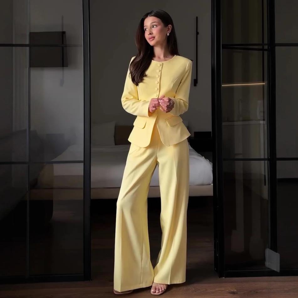 Women's Autumn 2025 Casual Blazer and Trousers Set for Workplace