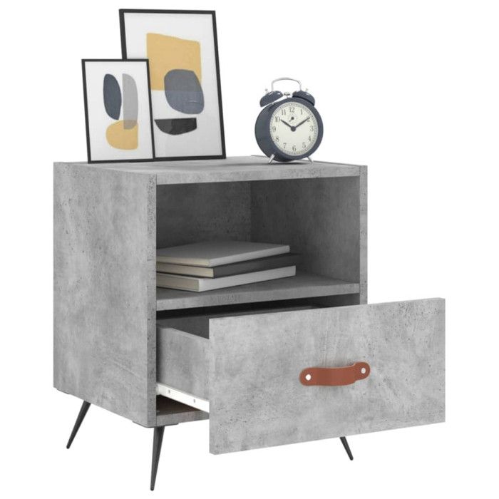 VidaXL Tables de chevet 2pcs gris béton 40x35x47,5cm bois d’ingénierie 827381