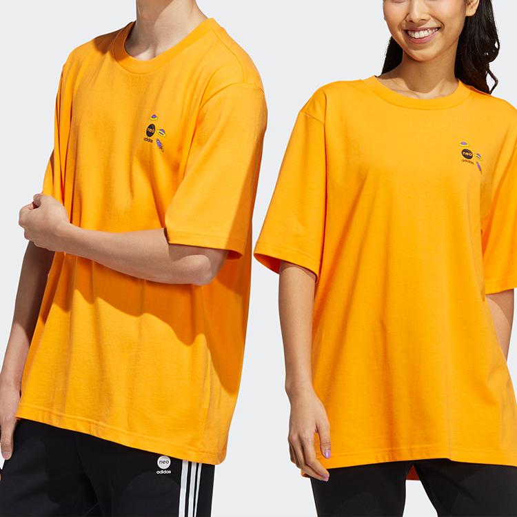 Adidas Neo Game Letter Pattern Sports T-Shirt Unisex Tops Orange Yellow HC9749