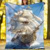 Sailboat Theme Printed Blanket - Perfect for Couch, Bed, Travel & Outdoor Use | Machine Washable, Cozy & Durable.
