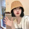 Hat Summer Women's Summer New Knitted Hollow Bucket Hat Showing Face Small Bucket Hat Sunscreen Visor
