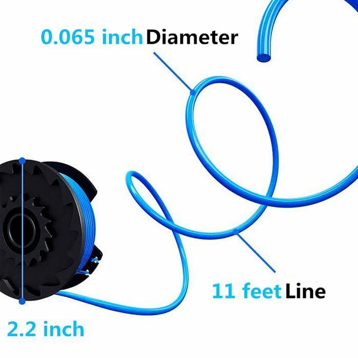 Bobines fil coupe-bordure compatibles Ryobi One+ AC14RL3A (18/24/40V) — 8 bobines + 2 capuchons, 3,35 m (Ø 0,065")