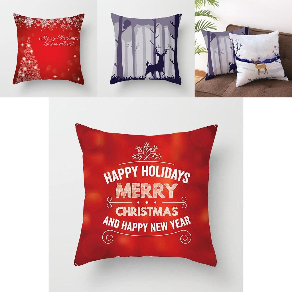 Elegant Xmas Cushion Cover Featuring Colorful Snowflake And Reindeer Designs