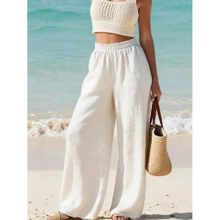 2026 New Summer Fashion Thin Casual Pants Loose Slimming Women s Solid Color Long Pants S белый