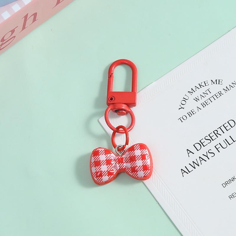 Colorful Striped Bow Keyring Pendant for Bags