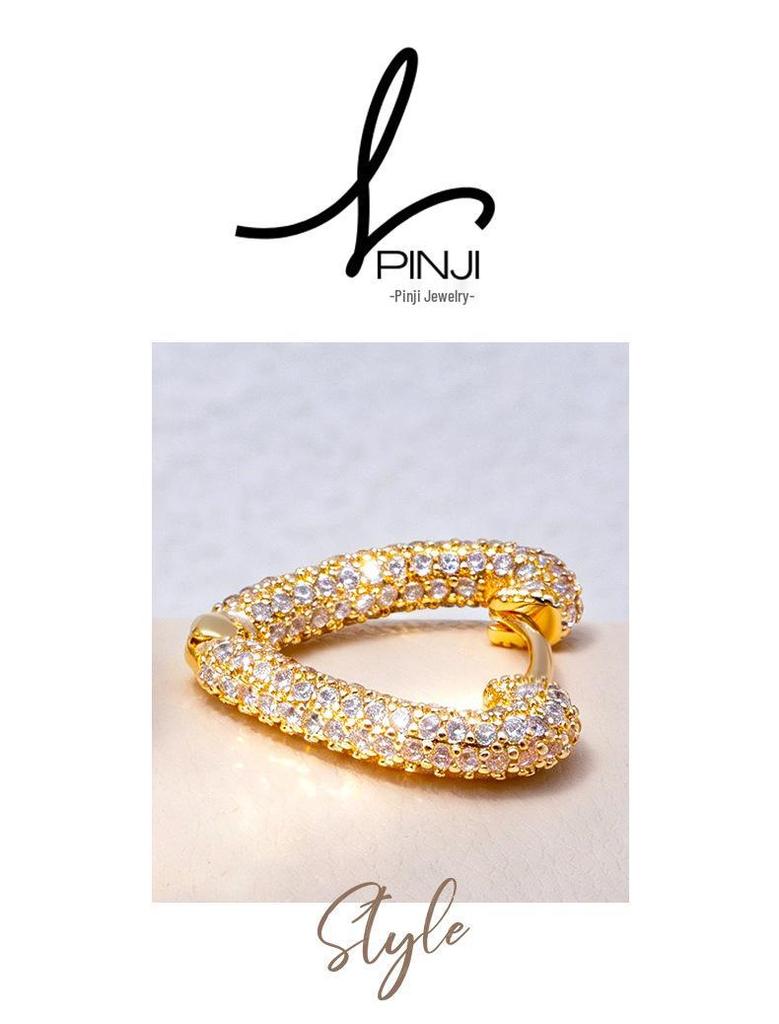 18K Gold-Plated Heart-Shaped Zircon Stud Earrings - European & American Fashion