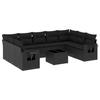 VidaXL Salon de Jardin avec Coussins 10 pcs, Canapés de Terrasse, Ensemble de Meubles de Patio, Mobilier d'Extérieur, Noir 3220604