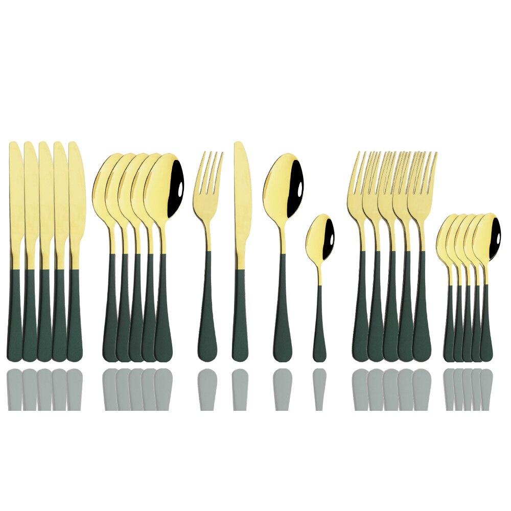 24Pcs Mirror Polished Blue Cutlery Set Stainless Steel Dinnerware Set Knife Fork Coffee Spoon Tableware Set Kitchen Dinner Silverware Set