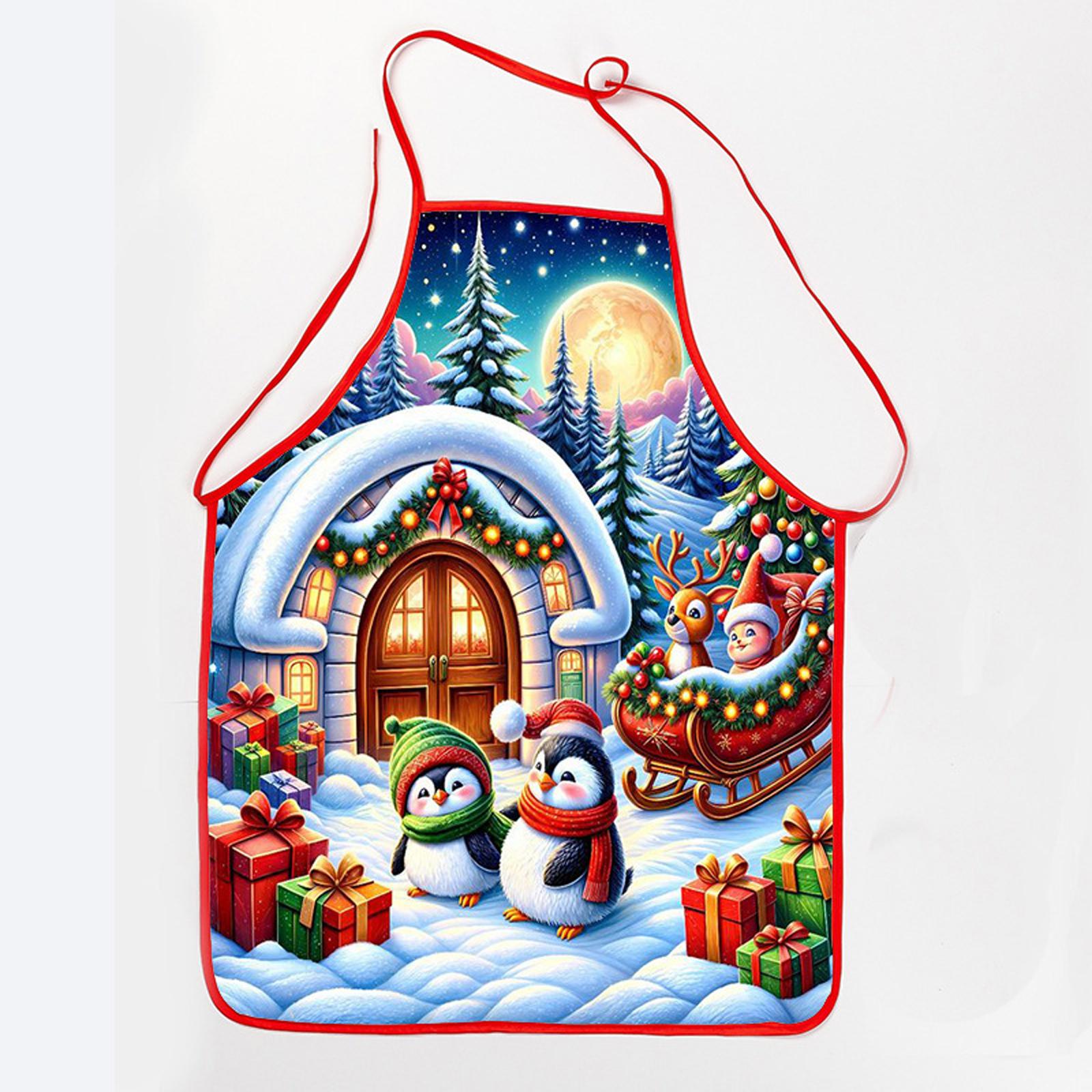 

Рождественский фартук с принтом Клауса, водонепроницаемый и устойчивый к пятнам, бытовой рождественский фартук One Size