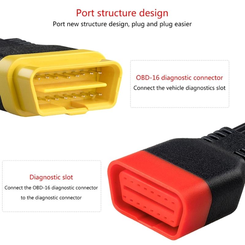 Cable de extensión OBDII de 16 pines macho a hembra para conector de cable extensor de diagnóstico OBD de automóvil Cable OBD2 de 36 cm/60 cm