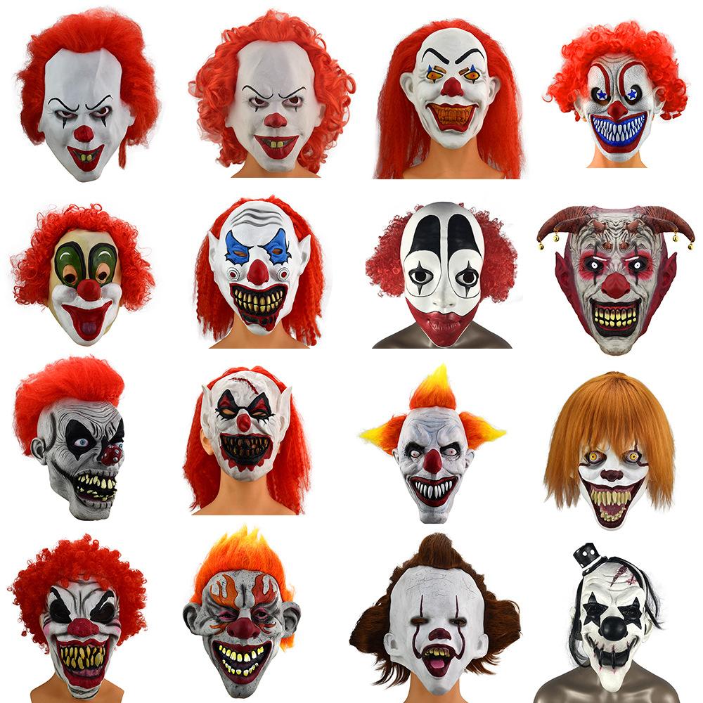 Halloween Horror Green-Haired Clown Mask LED Light-Up Soul-Return Clown Mask cosplay Clown latex mask