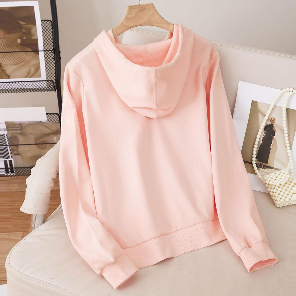 Women's Autumn Loose Fit Hooded Sweatshirt with Letter Embroidery - Korean Style, Versatile Long Sleeve Top