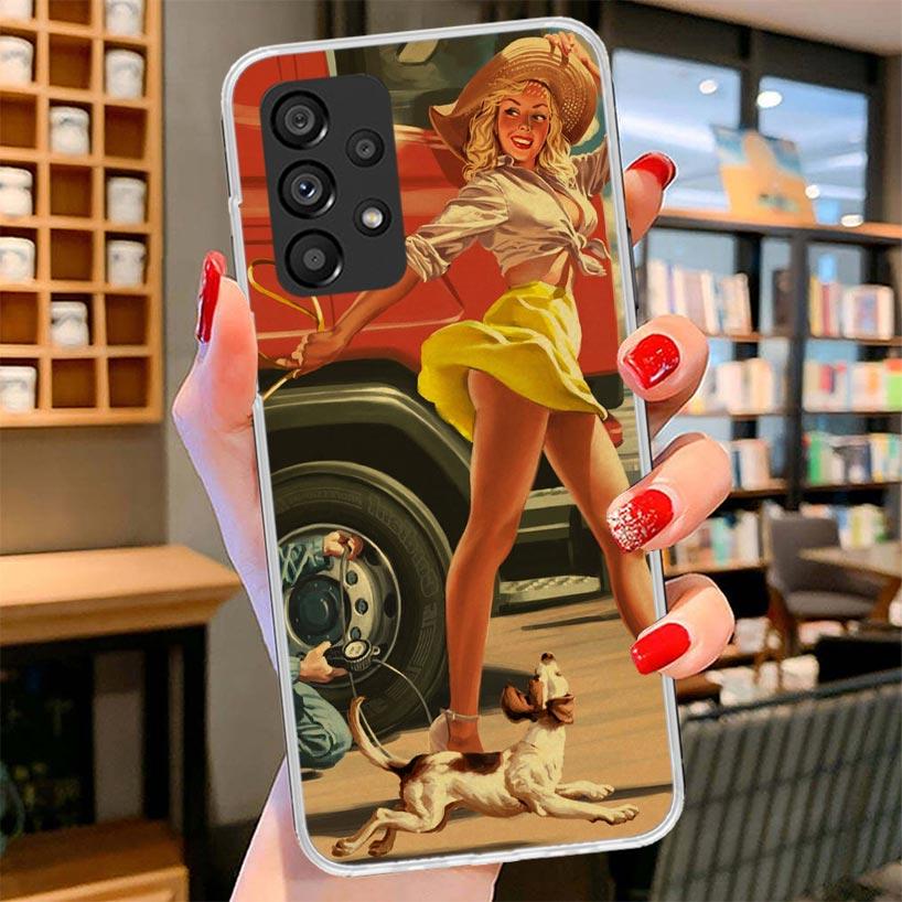 Sexy Pin Up Girl Vintege Phone Case For Samsung Galaxy A17 A37 A57 A16 A26 A36 A56 A15 A25 A35 A55 A14 A24 A34 A54 A13 A23 A33 A