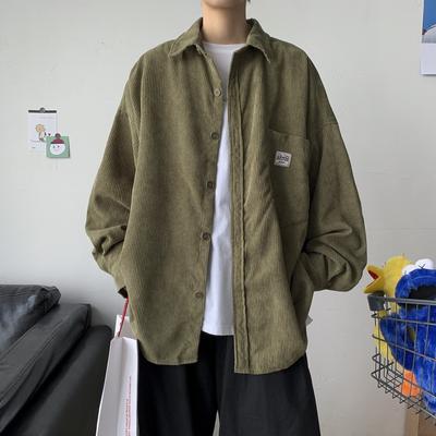 2024 Corduroy Men Shirts For Men Clothing Harajuku Black Shirt Korean Style Men Shirt Long Sleeve Vintage Clothes Streetwear 3XL