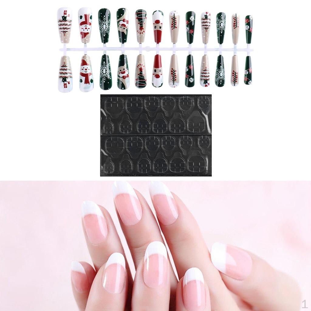 24 Pieces Nails Stylish with Double-Sided Tapes Fashion False Fingernails DIY Women Girls