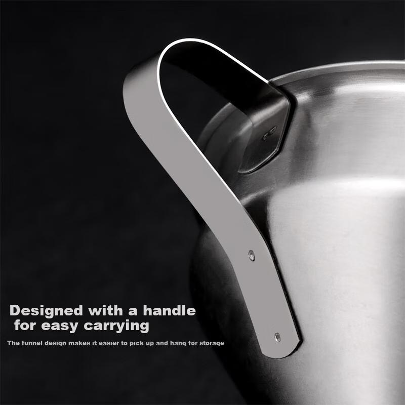 Baijie 304 Detachable Stainless Steel Funnel with Filter, Large Diameter Oil, Wine, Vinegar Strainer for Home Kitchen Use