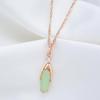 Luxury Oval Mist Green Zircon Pendant Gold Color Necklace for Women Wedding Party Jewelry
