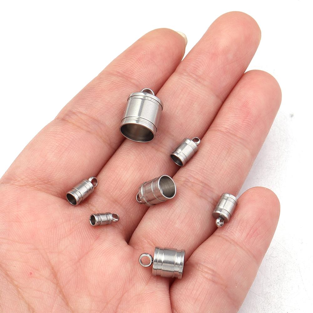 20 Stück Edelstahl-Quetsch-Endkappen für Lederbänder, Endspitzen, Kappen, Quasten-Endverschlüsse, DIY Schmuckherstellung, Verbinder, Zubehör
