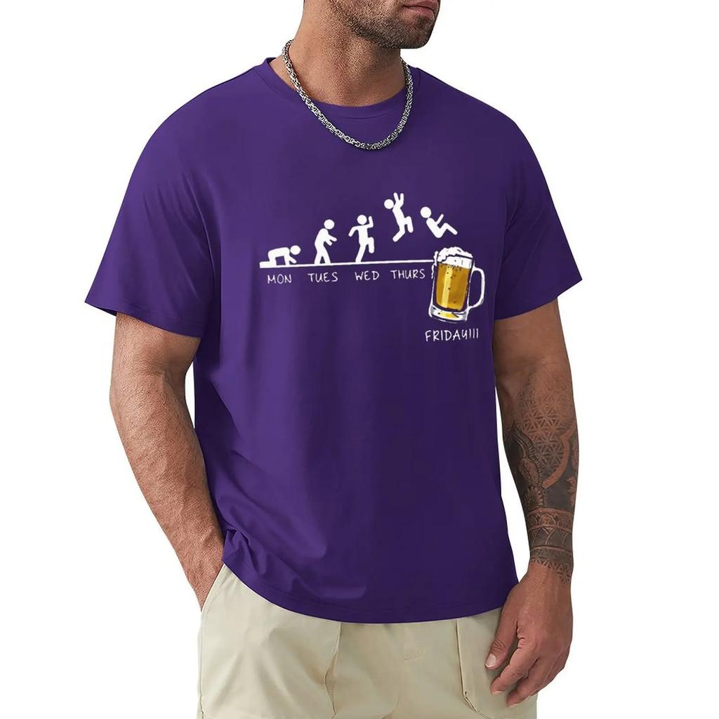 Friday Beer Drinking Men T Shirt Time Schedule Funny Monday Tuesday Wednesday Thursday Digital Print Cotton T-Shirt