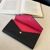 Genuine Leather Wallet. First Layer Cowhide Lychee Pattern Envelopes Spliced With Contrasting Colors. Long Three-fold Wallet