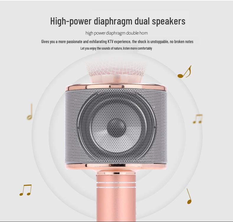 WS858 Bluetooth Karaoke Microphone for Children - Wireless Singing Mic with Speaker and Condenser features