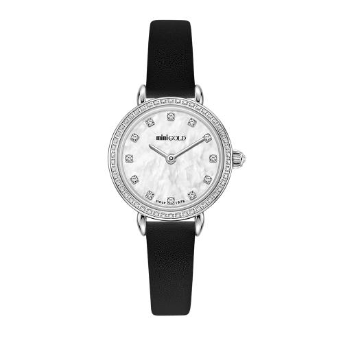 [JULIUS] JULIUS Mother-of-pearl Dial Women s Leather Watch with Complimentary Bracelet WSB008 WSB008LWBK
