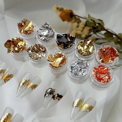 Adesivi per nail art in lamina d'oro e argento - Oro chiaro, Champagne, Argento retrò
