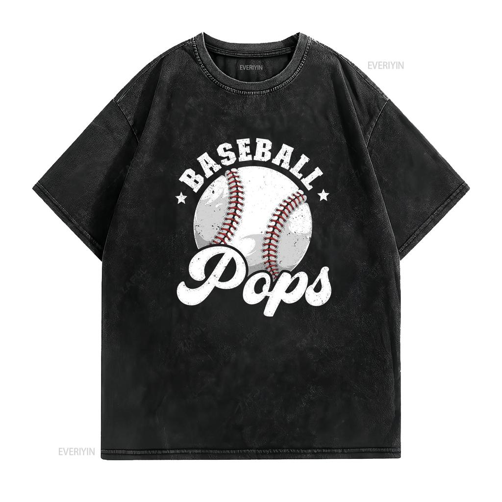 Retro Vintage Baseball Pops Sports Print Casual T Shirt vintage Washed Comfortable Versatile Unisex graphic Slightly Soft