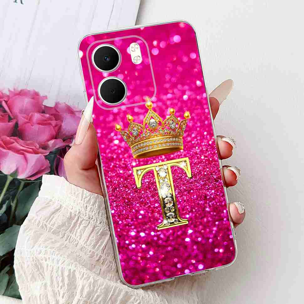 For Oppo A5x 4G CPH2725 Case Fashion Flower Crown Soft Silicone TPU Cover For Oppo A5X A5x 5G 6.67" Letter A-Z Phone Shell Capa